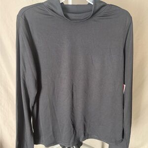 Women’s Ribbed Mock Neck Long Sleeve Athletic Top - black